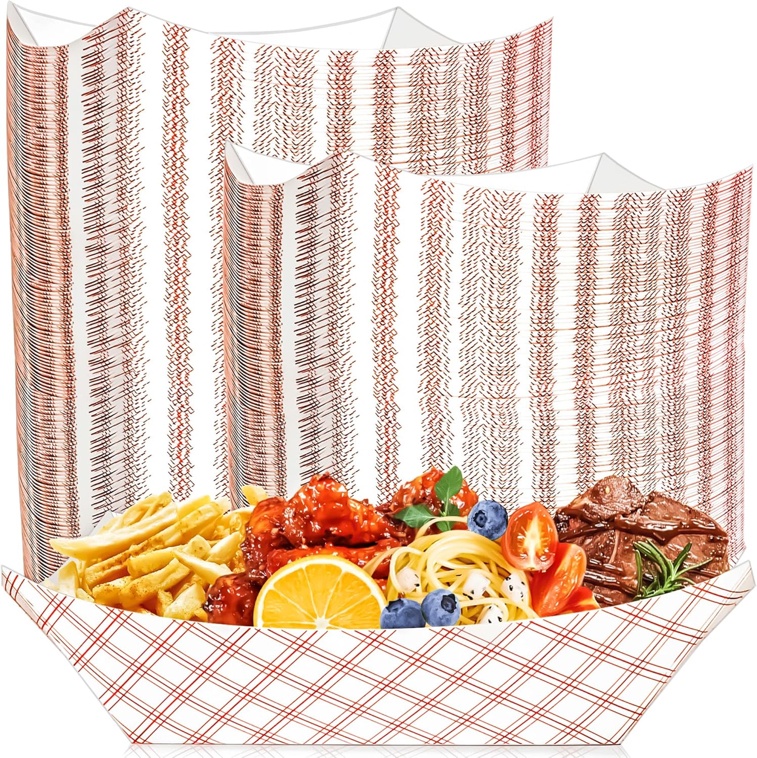 Food Snacks Images - 100 Pack Checkered Paper Food Boat