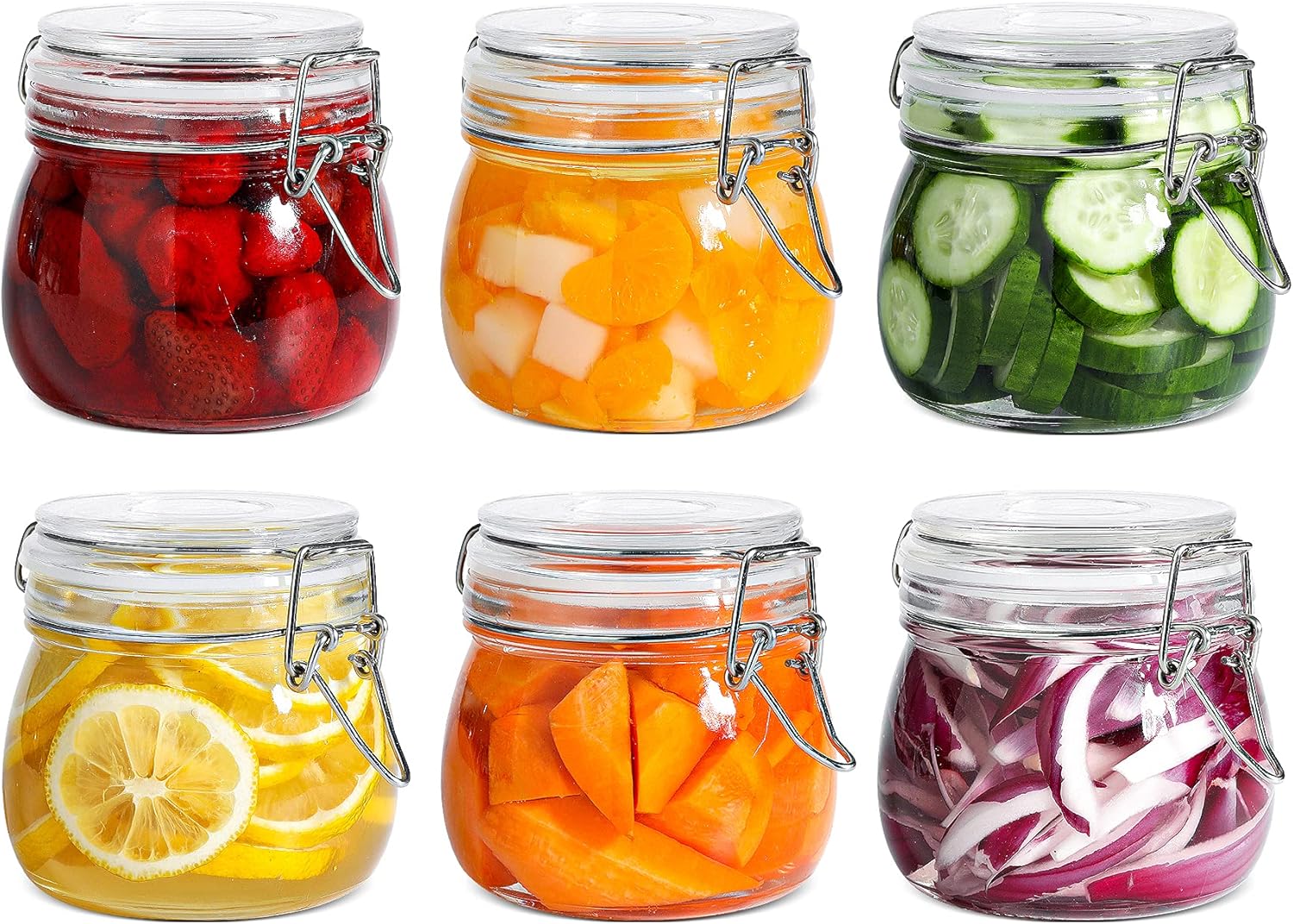 Food Snacks Images - Set of 6 Airtight Glass Jars