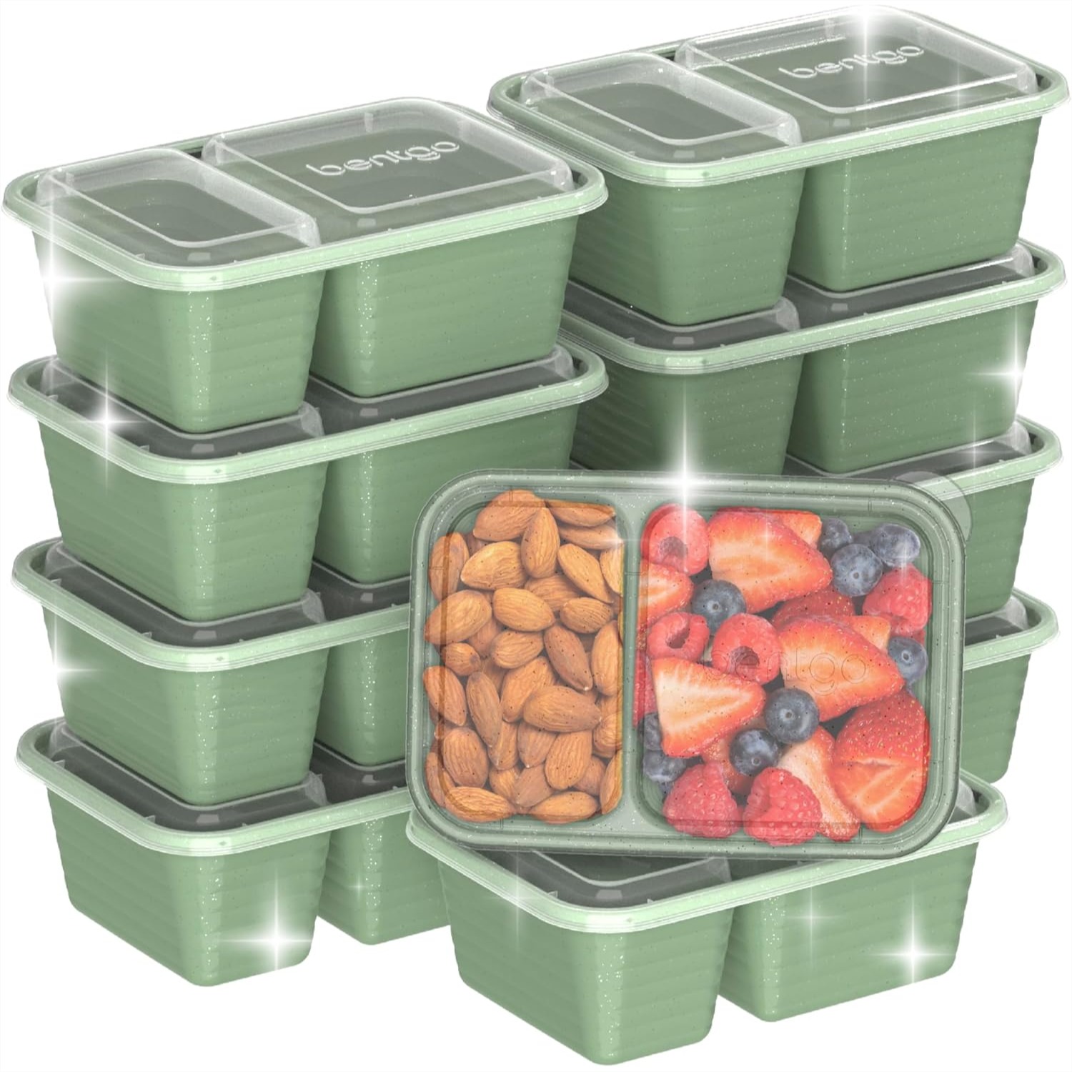 Food Snacks Images - 2-Compartment Snack Containers with Lids, 10-Pack