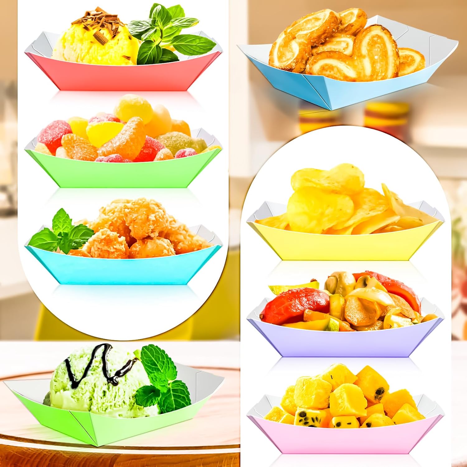 100 Pack Colorful 1/4Lb Paper  – Food Snacks Images Bewertung und Preis