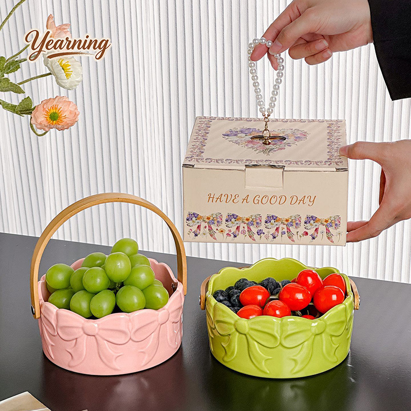 High End Bow Handle Ceramic Fr – Snacks Food Gift Baskets Bewertung und Preis