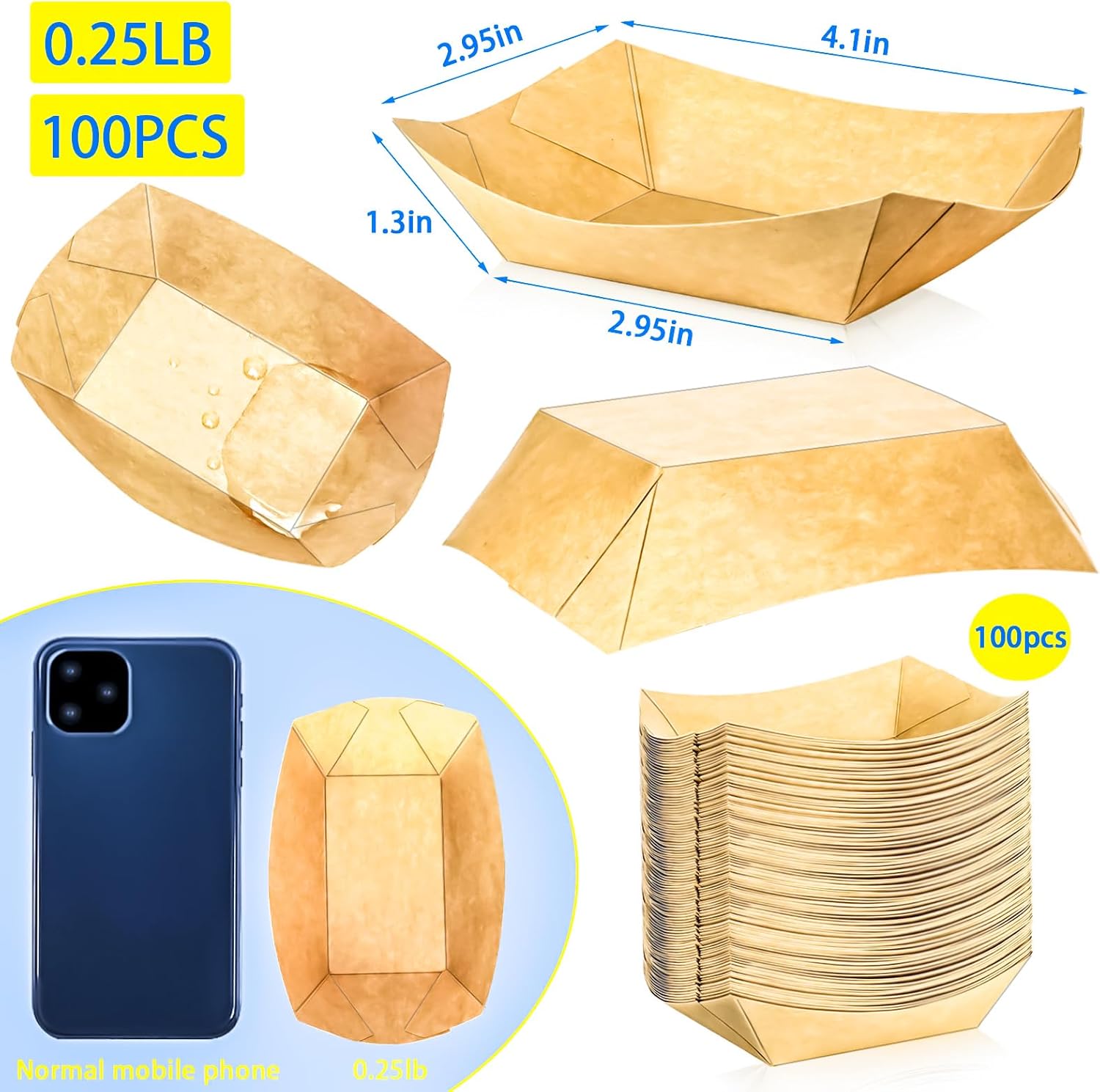 100 Pack 1/4Lb Paper Food Boat – Food Snacks Images Bewertung und Preis